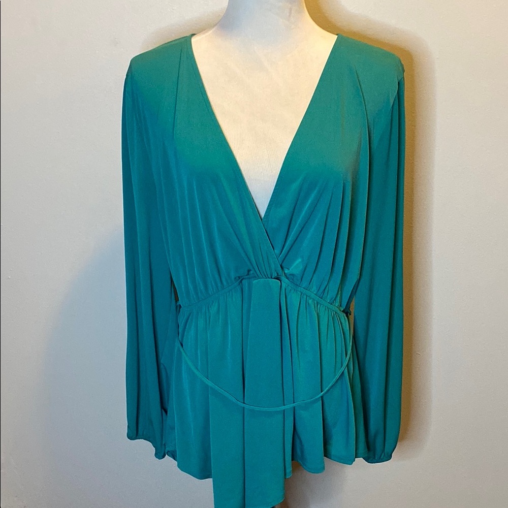 Forever 21 Teal Wrap Blouse